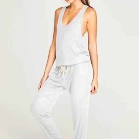 Spiritual Gangster Pants - Spiritual Gangster Racerback Ballet Rib Super Soft 1 Piece Heather Grey Jumpsuit